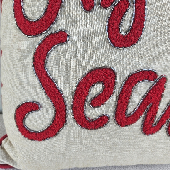 Nanette Lepore Beige Red Tis The Season Holiday Christmas Decorative Pillow 17" - Picture 12 of 12